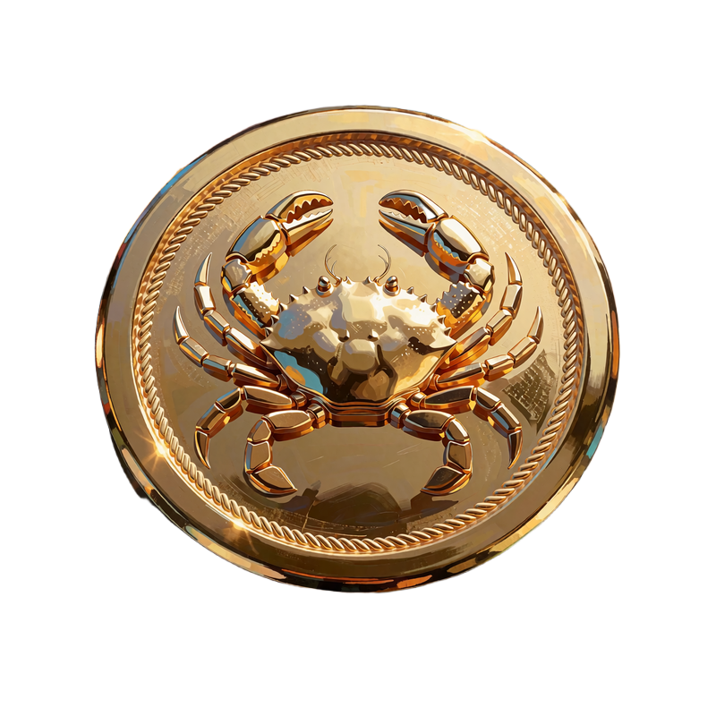 Złoty medalion Bonus Crab z krabem na granatowej emalii - unikalna mechanika pakietu Millioner Casino